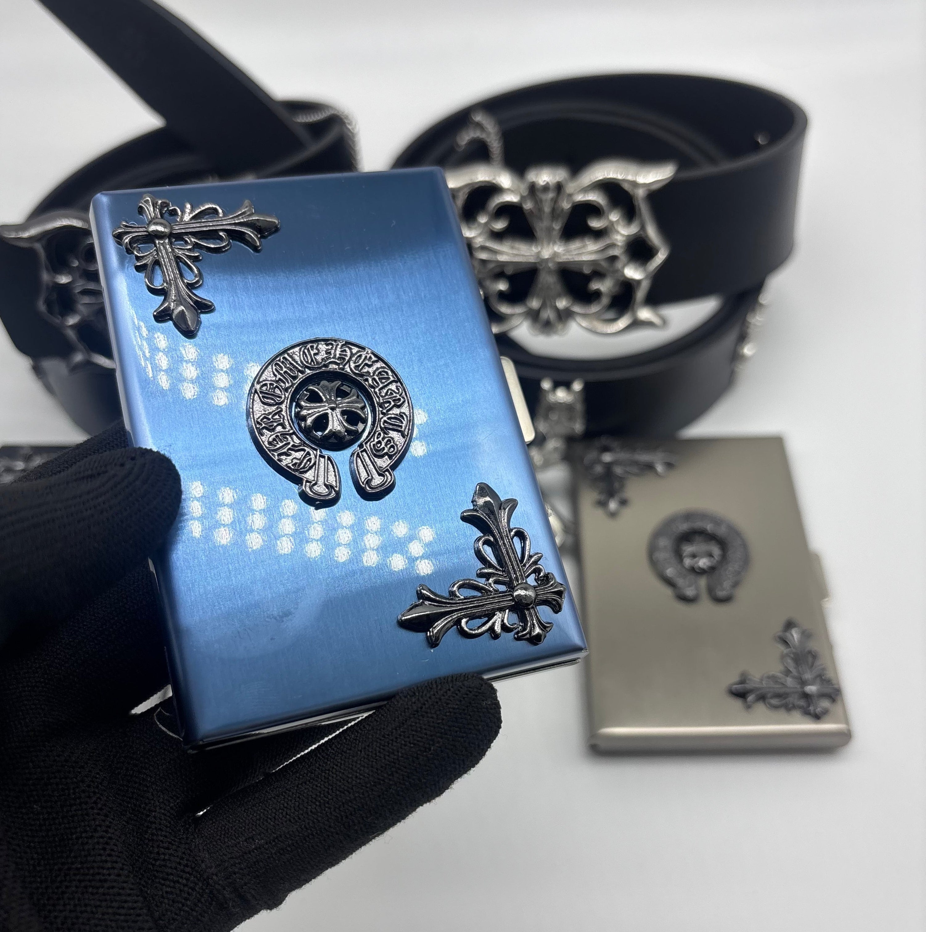 Blue Metal Card Holder – Slim Minimal Wallet