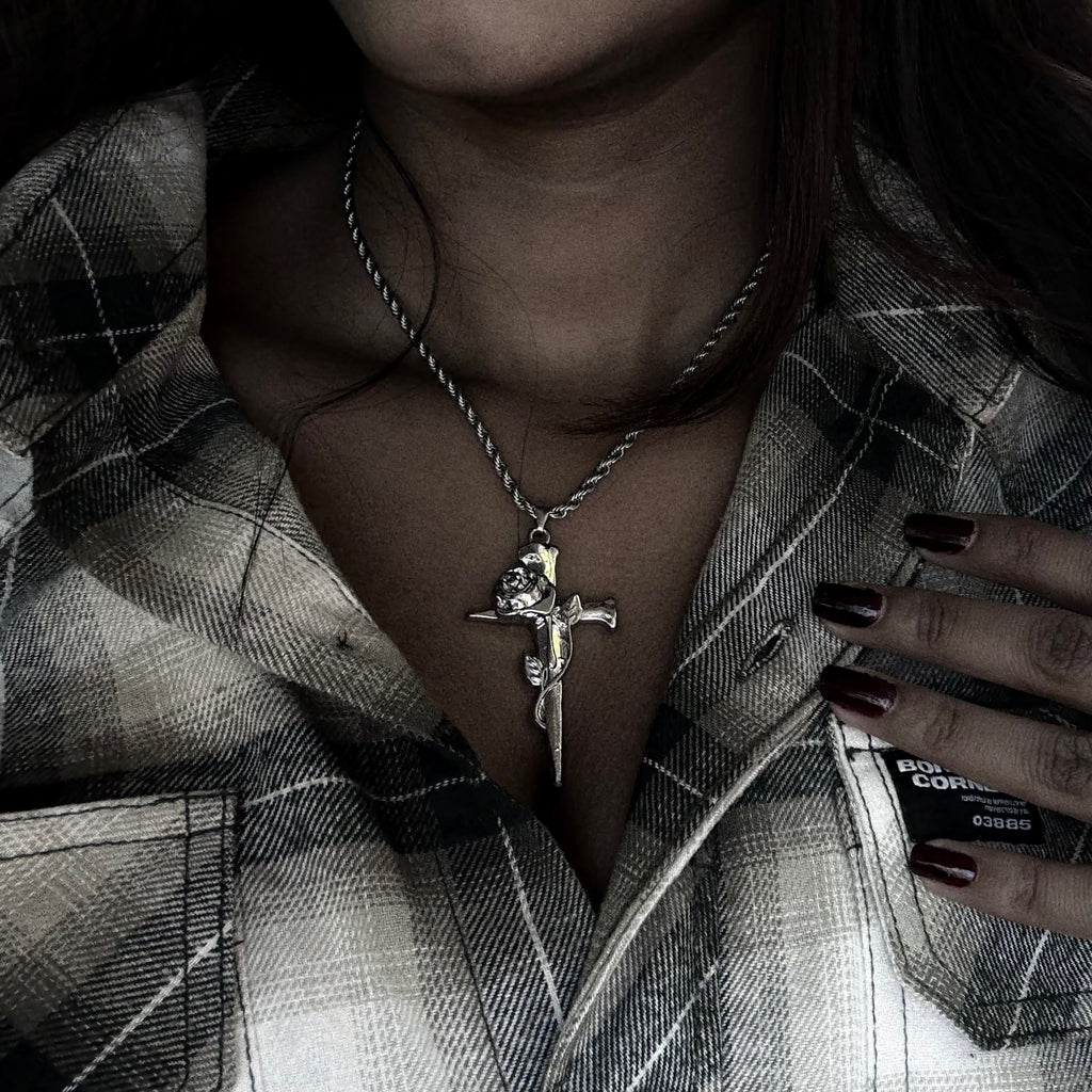 Rose cross pendant