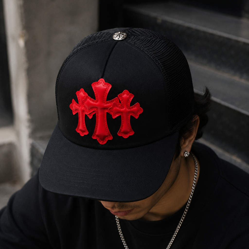 Crimson Cross Trucker Cap