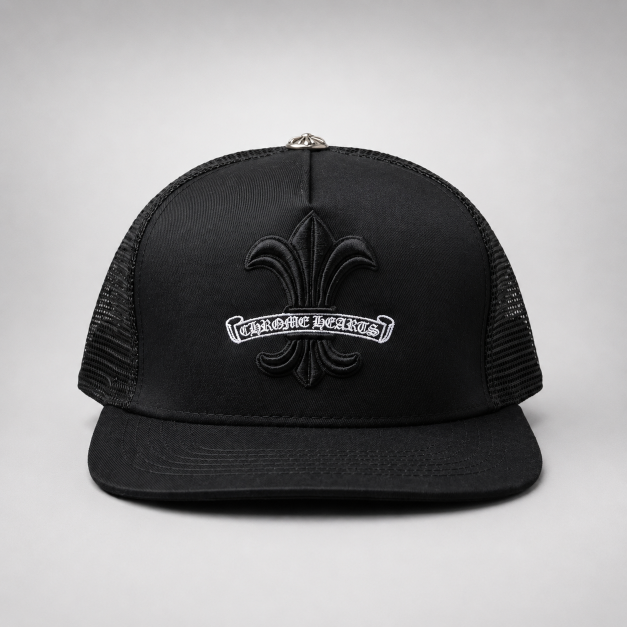 Premium Fleur Cross Trucker Cap – Black Gothic Snapback