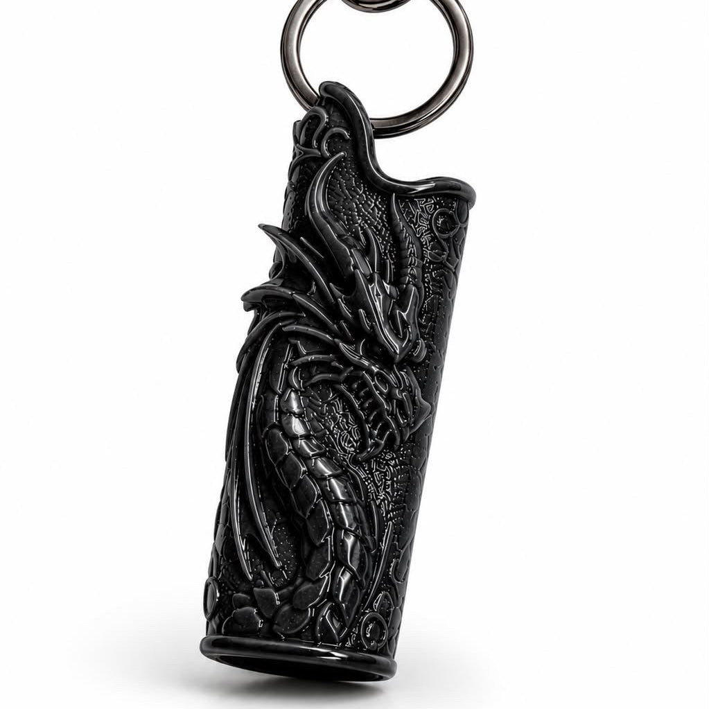 Black Dragon Lighter Keychain
