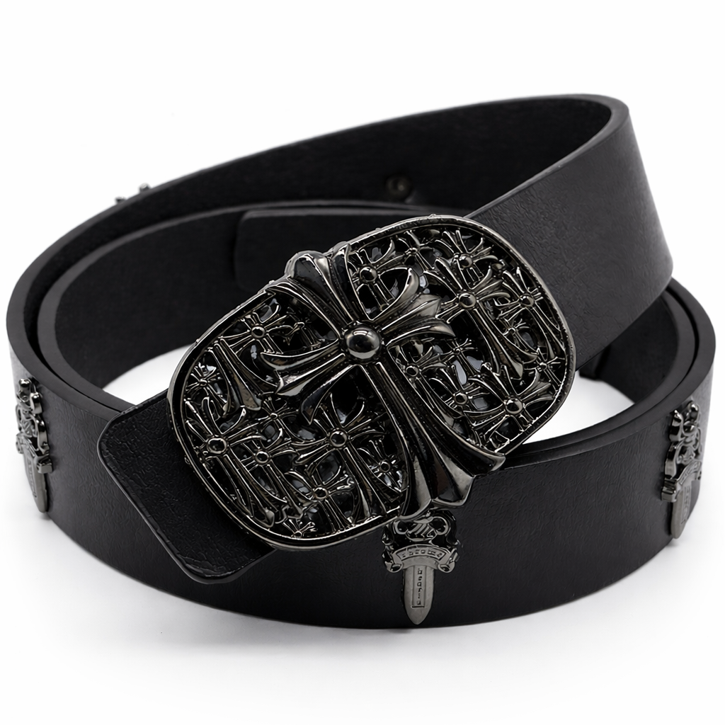 Black Cross streetwear Buckle Belt for Men