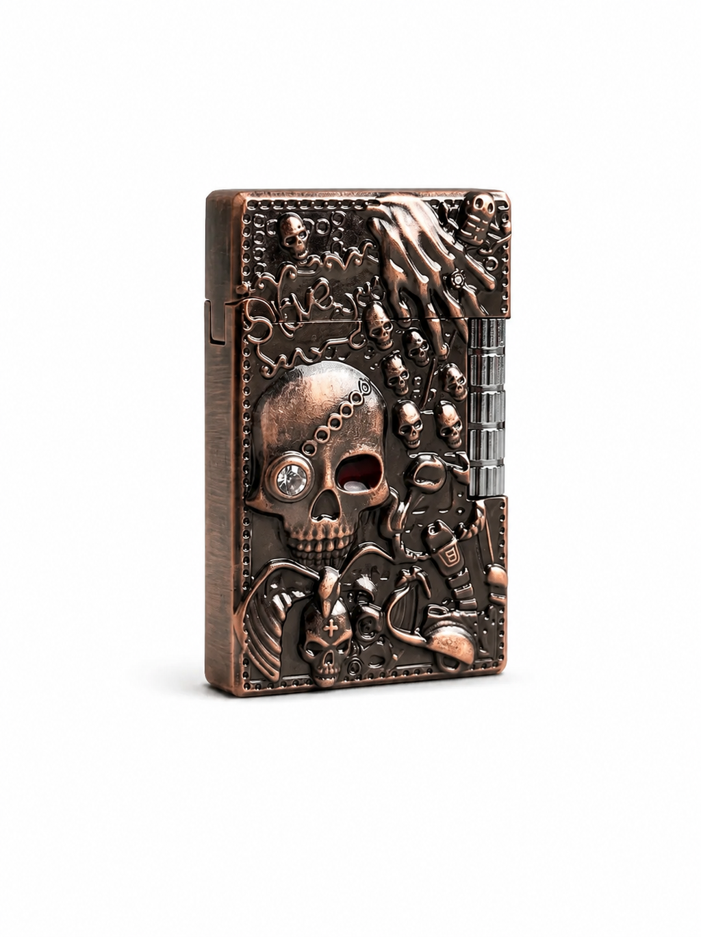 Gothic Skull Refillable Metal Lighter Cover – Vintage Copper Finish