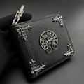 Black Gothic Cross Leather Zipper Wallet