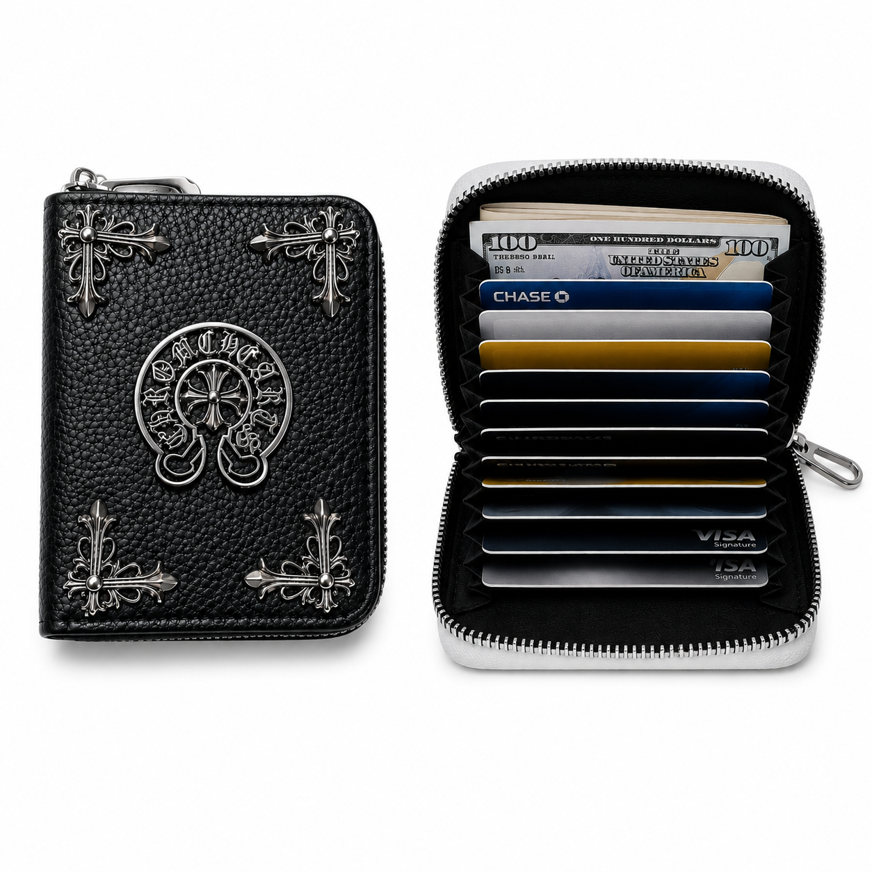 Gothic Cross Zip Card Holder Wallet