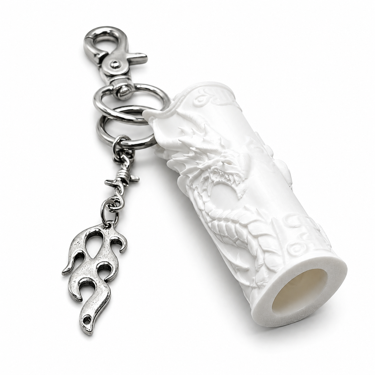 White Dragon Lighter Key Chain