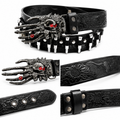 Phantom Skull Hand Leather Belt – Premium Gothic Statement Belt