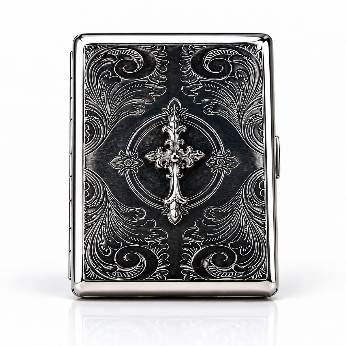 Gothic Cross Engraved Metal Wallet – Vintage Baroque Edition