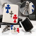 White Gothic Cross Zip Wallet with Silver Dagger Zipper Pull – Drip Noir