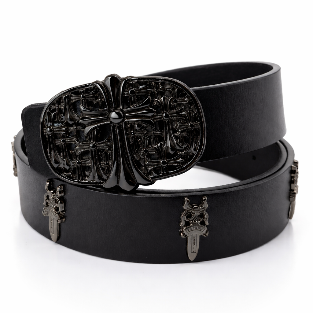Black Cross streetwear Buckle Belt for Men