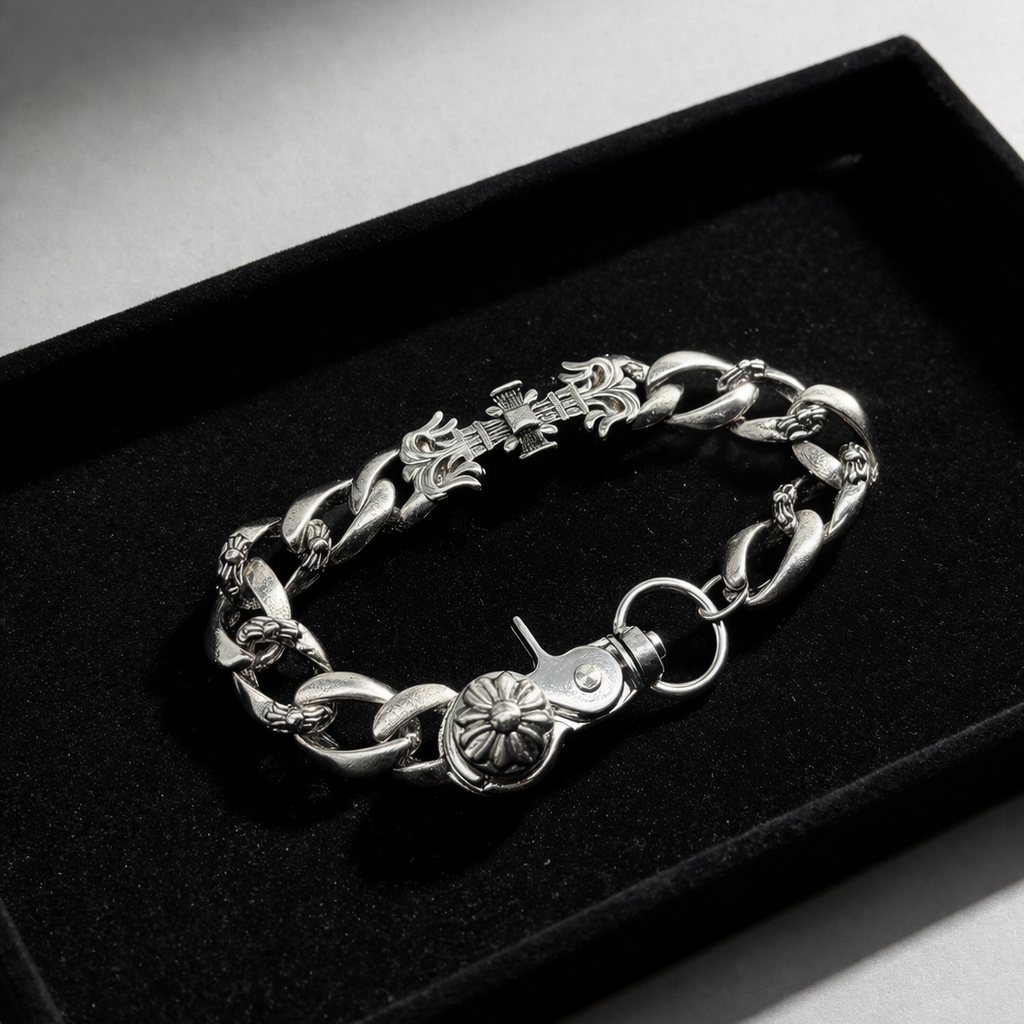 Flame Lobster Clasp Cuban Bracelet