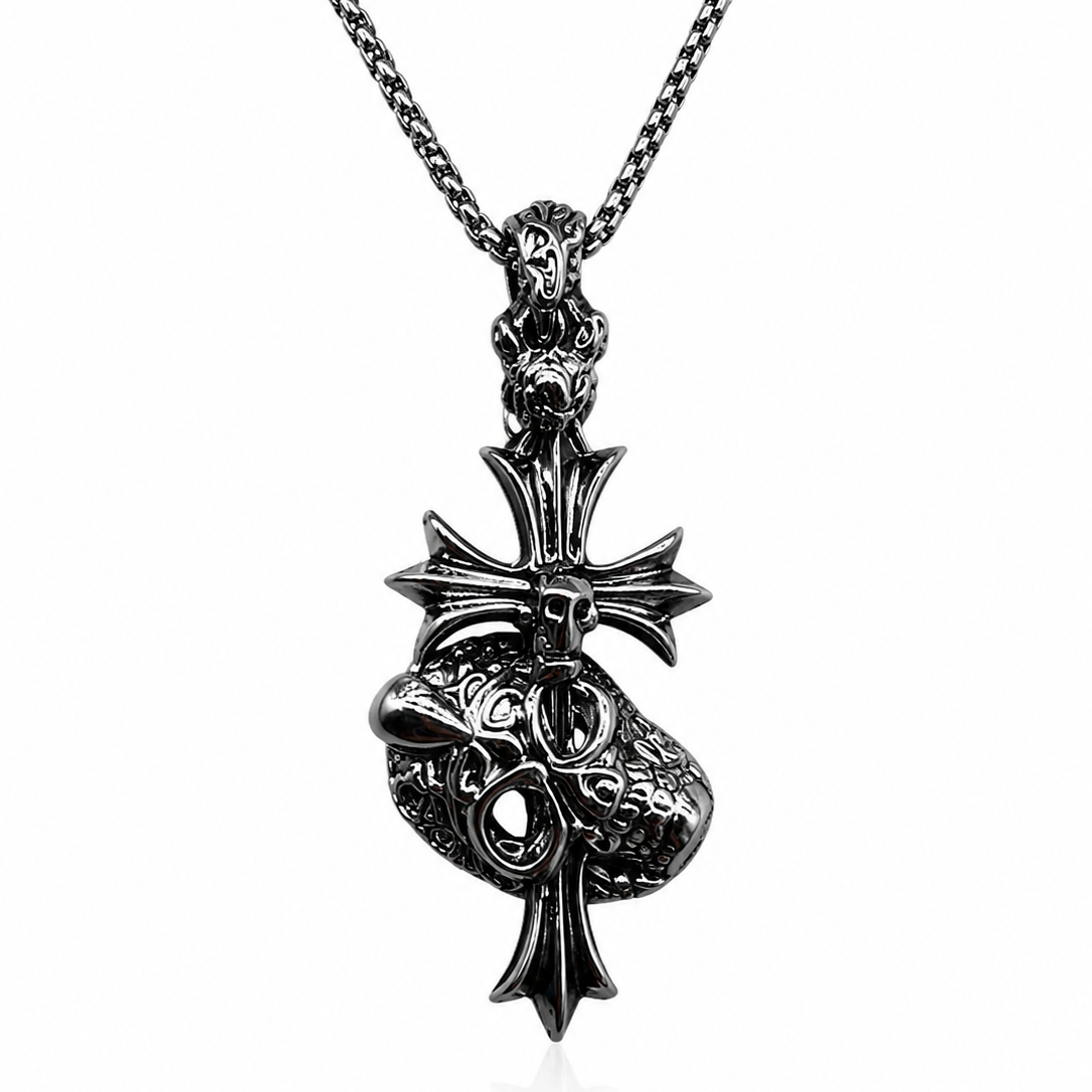 Shadow Cross Skull Pendant – Stainless Steel Chain