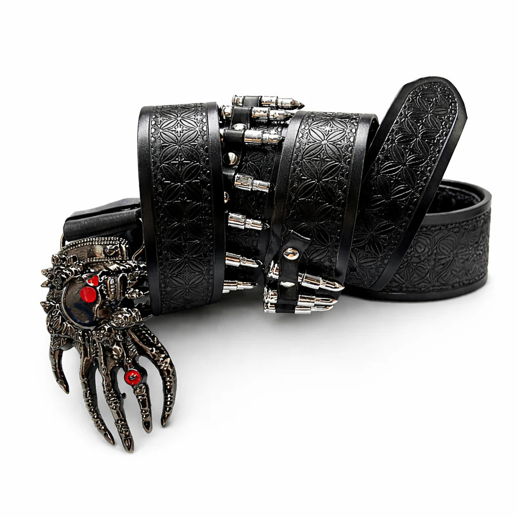 Phantom Skull Hand Leather Belt – Premium Gothic Statement Belt