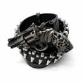 Outlaw Skull Revolver Bullet Leather Belt – Gothic Statement Belt