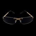 Gold Rimless Shield Sunglasses – Black Gradient Lens & Star Detail