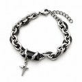 Black & Silver Gothic Chain Bracelet with Cross Star Charm