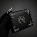 Black Gothic Cross Leather Zipper Wallet | Gothic Accessories by DRIPNOIR