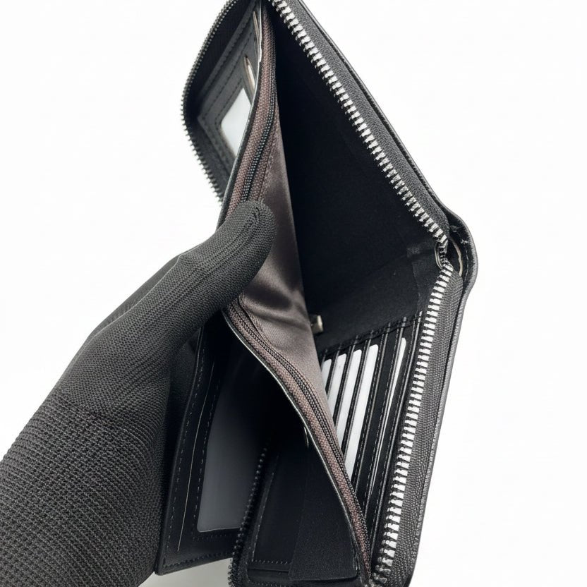 Black Gothic Cross Leather Zipper Wallet | Gothic Accessories by DRIPNOIR