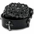 Black Gothic Skull Cross Leather Belt for Men & Women | Gothic Accessories by DRIPNOIR