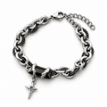 Black & Silver Gothic Chain Bracelet with Cross Star Charm | Gothic Accessories by DRIPNOIR