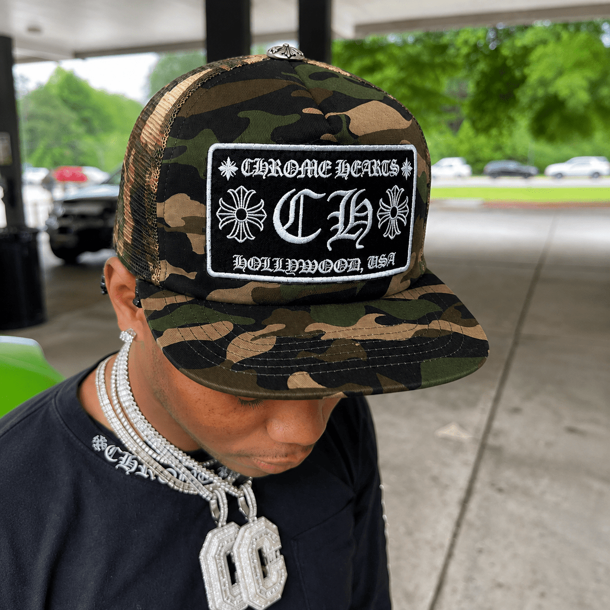 Camo Hollywood Cap | Gothic Accessories by DRIPNOIR