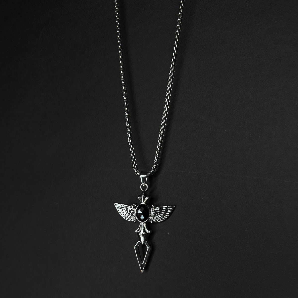 CELESTIAL GUARDIAN PENDANT W STAINLESS STEEL CHAIN | Gothic Accessories by DRIPNOIR