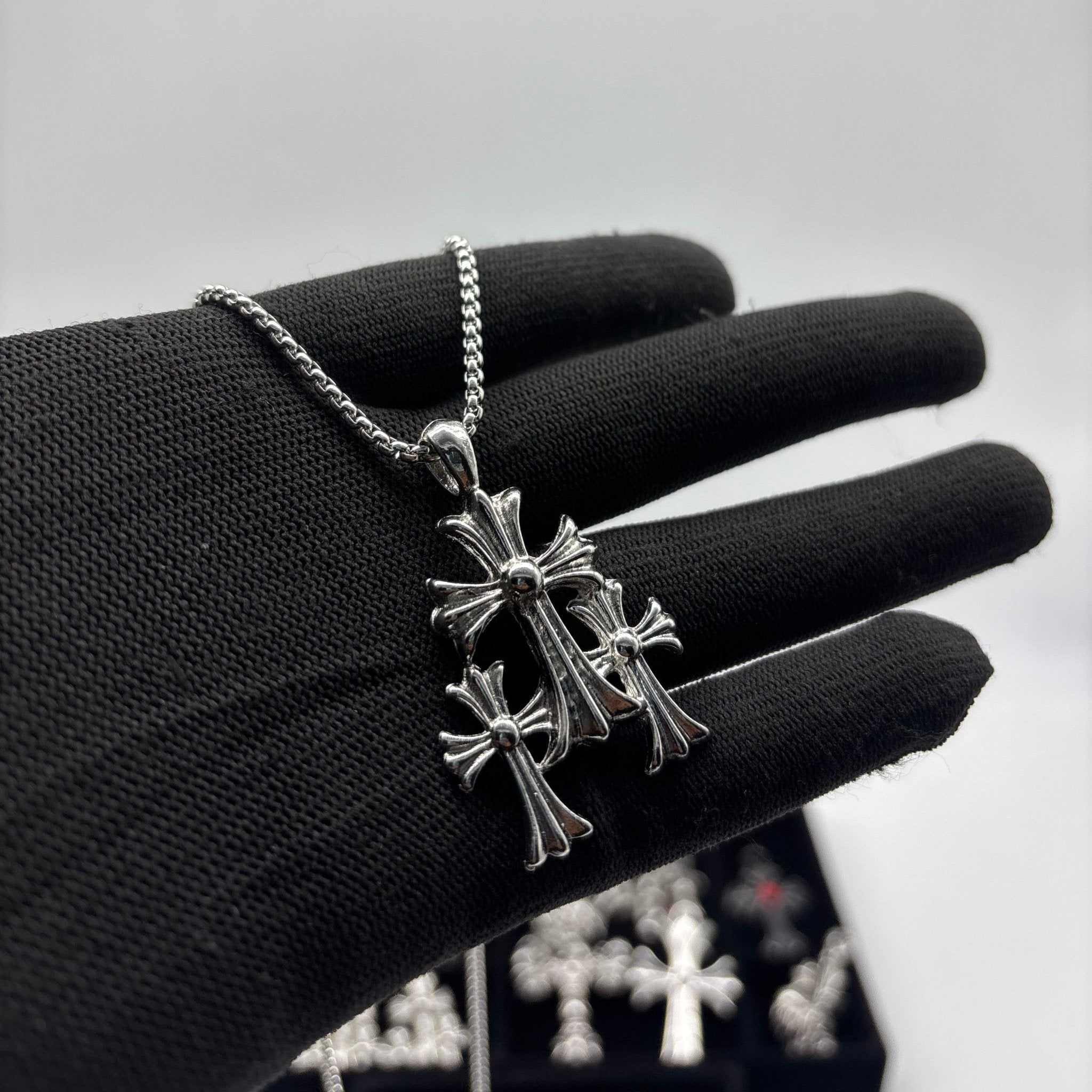 CH TRIPLE PENDANT W stainless steel chain | Gothic Accessories by DRIPNOIR
