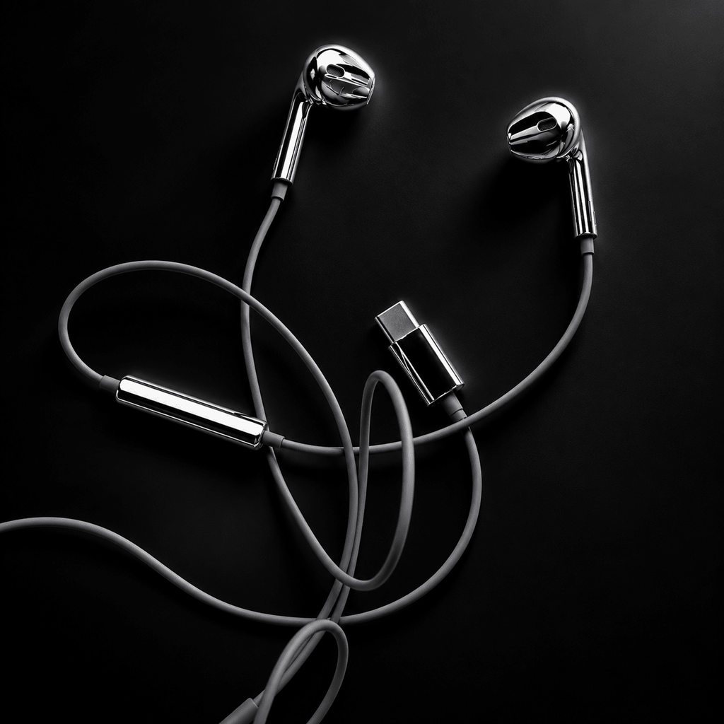 CHROME TYPE C EARPHONES | Gothic Accessories by DRIPNOIR