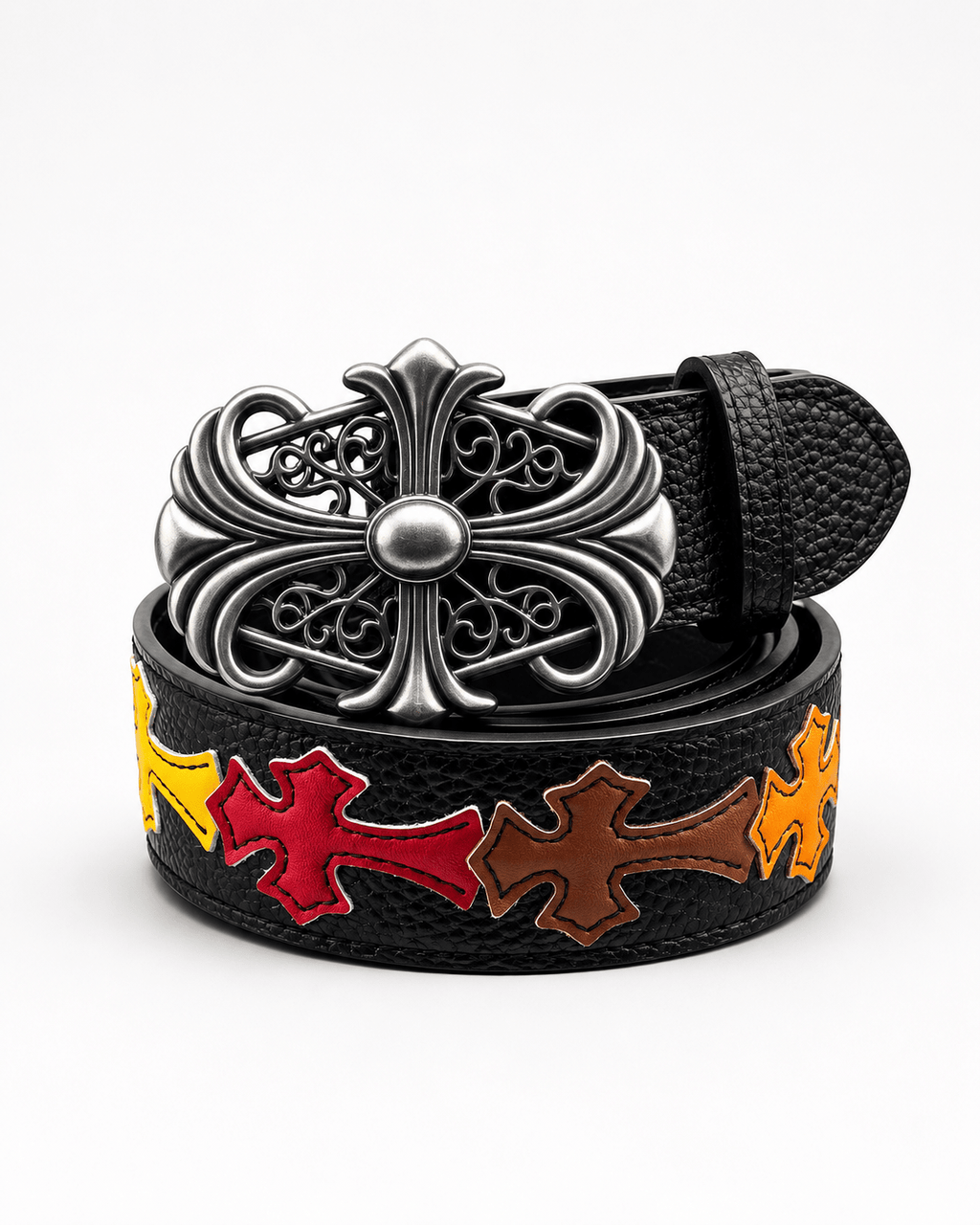 Designer Gothic Leather Belt with Cross Buckle | Unisex | Gothic Accessories by DRIPNOIR
