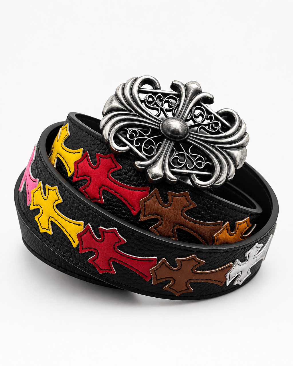 Designer Gothic Leather Belt with Cross Buckle | Unisex | Gothic Accessories by DRIPNOIR