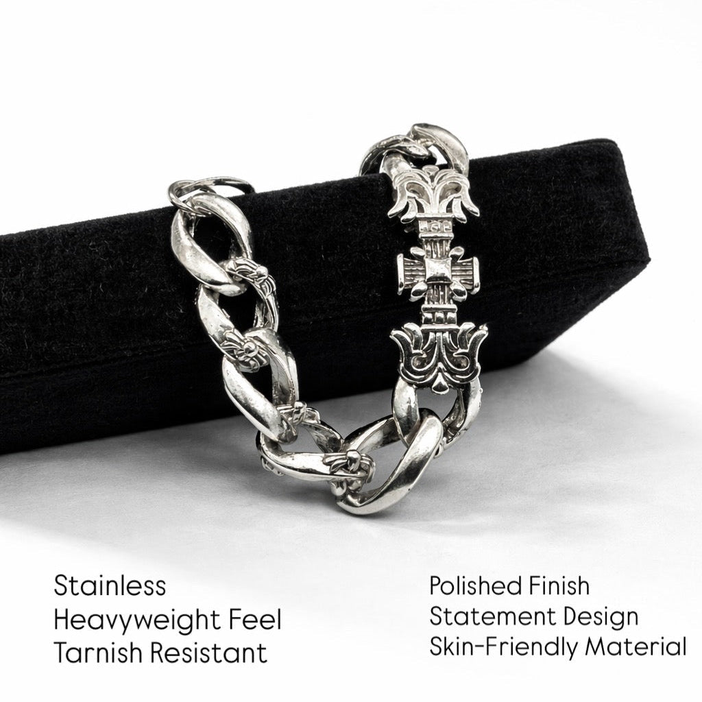 Flame Lobster Clasp Cuban Bracelet | Gothic Accessories by DRIPNOIR