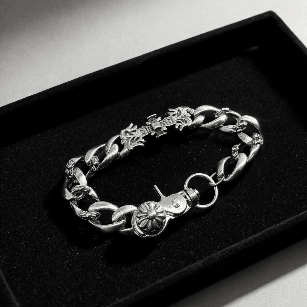 Flame Lobster Clasp Cuban Bracelet | Gothic Accessories by DRIPNOIR