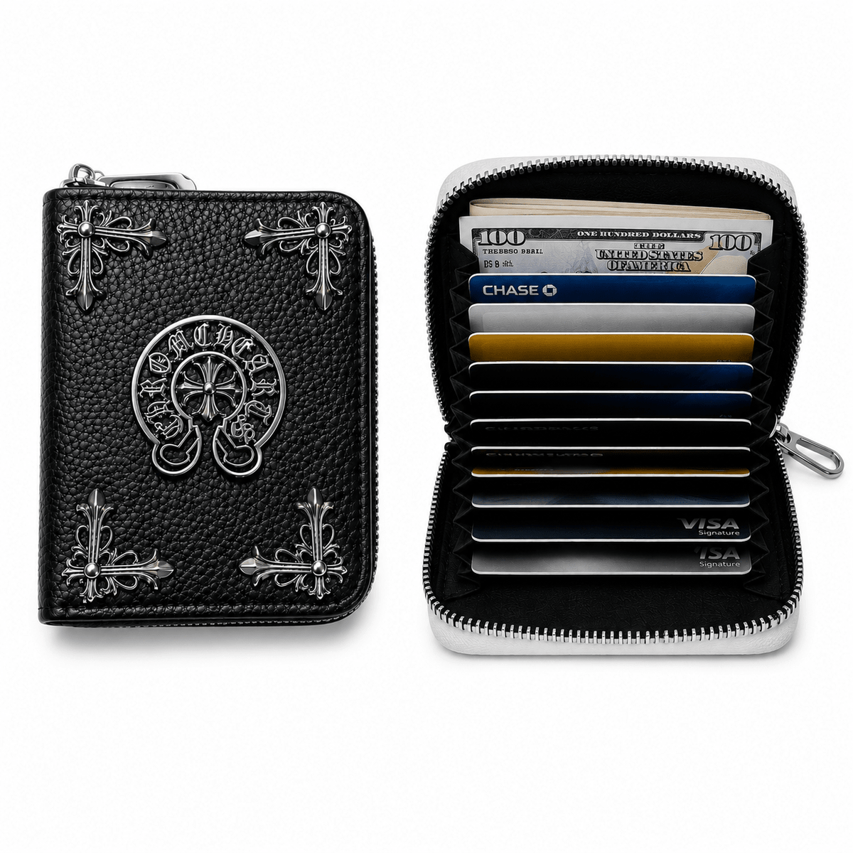 Gothic Cross Zip Card Holder Wallet | Gothic Accessories by DRIPNOIR