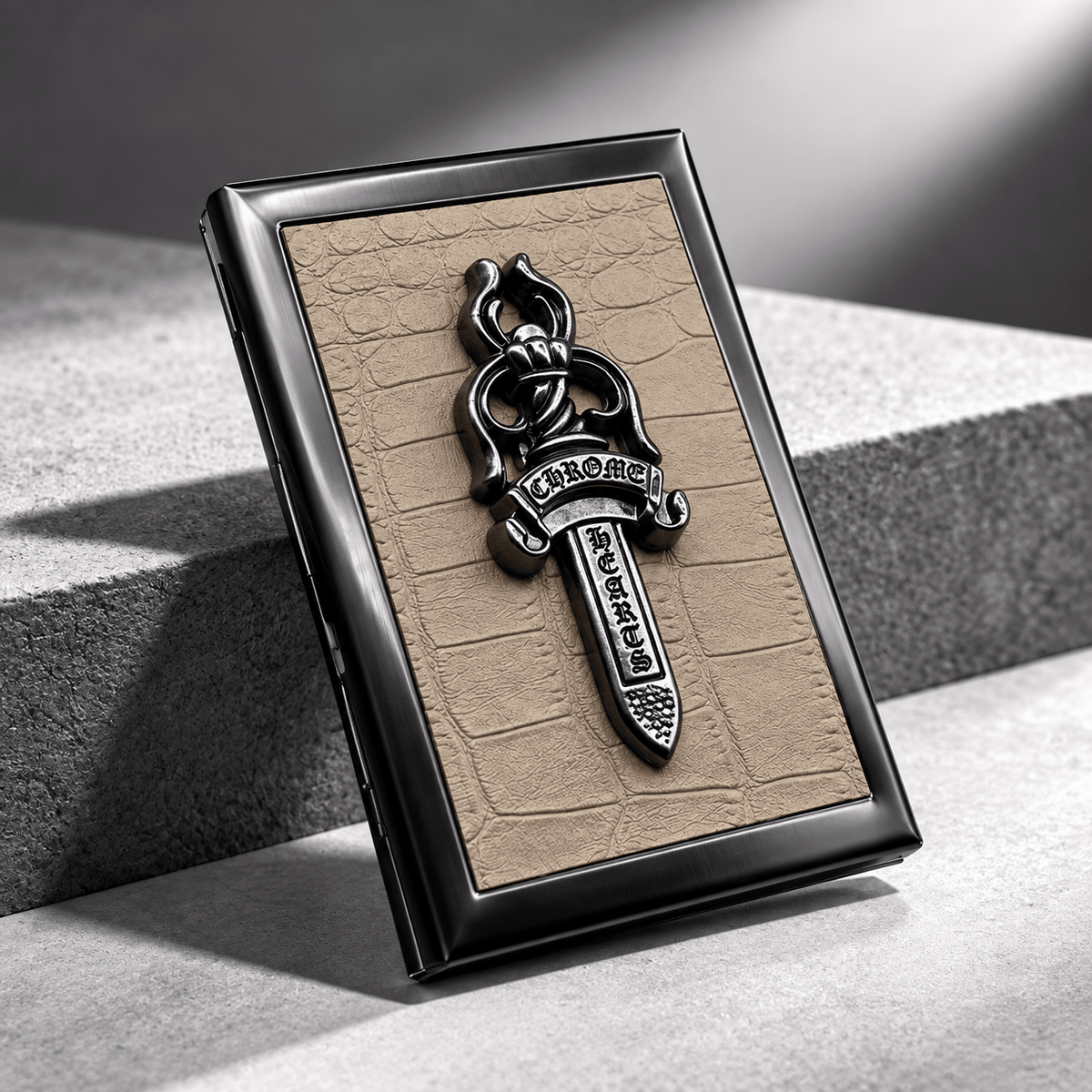 Gothic Dagger Metal Card Holder – Chrome Edition | Gothic Accessories by DRIPNOIR