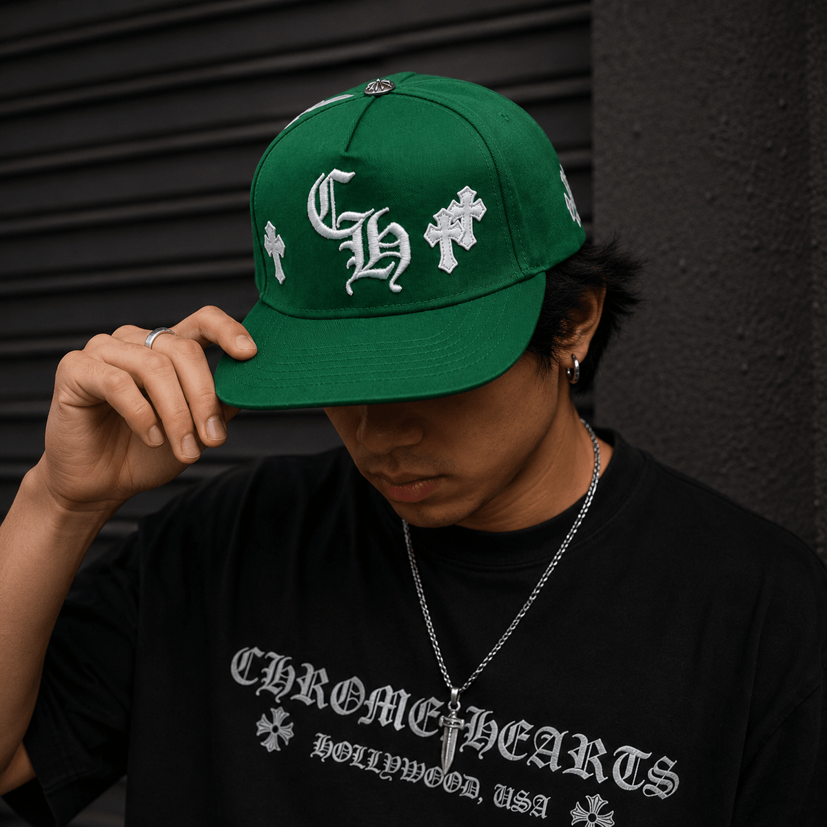 Green tucker Cap | Gothic Accessories by DRIPNOIR