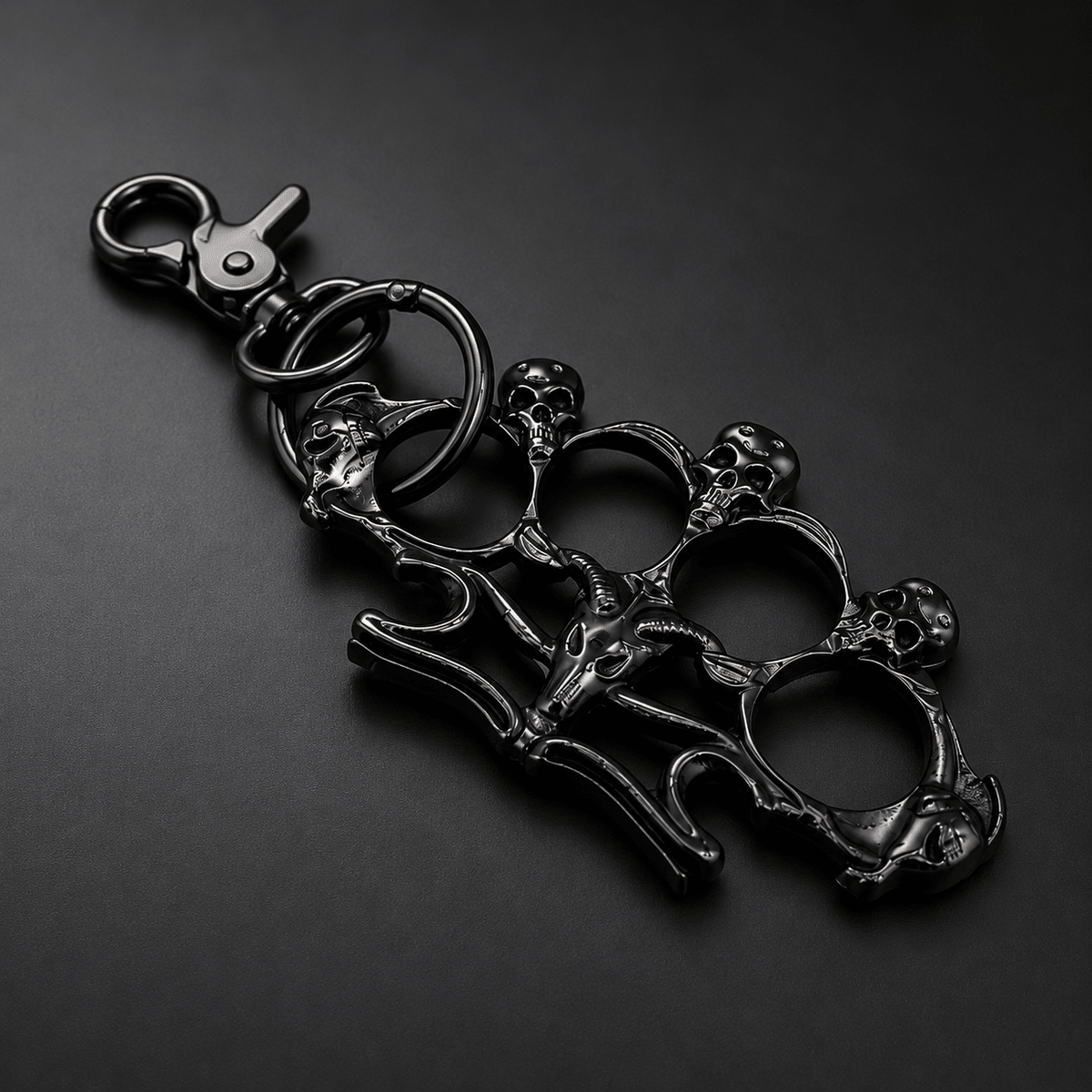 Heavy Gothic Skull Keychain – Black Metal Punk EDC Key Holder with Skull Design | Gothic Accessories by DRIPNOIR