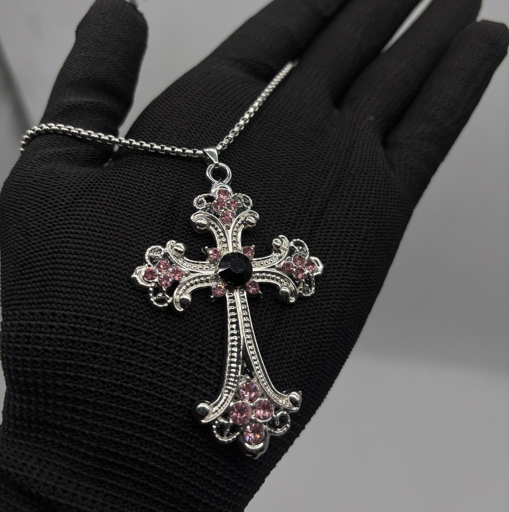KING CROSS PENDANT PINK | Gothic Accessories by DRIPNOIR