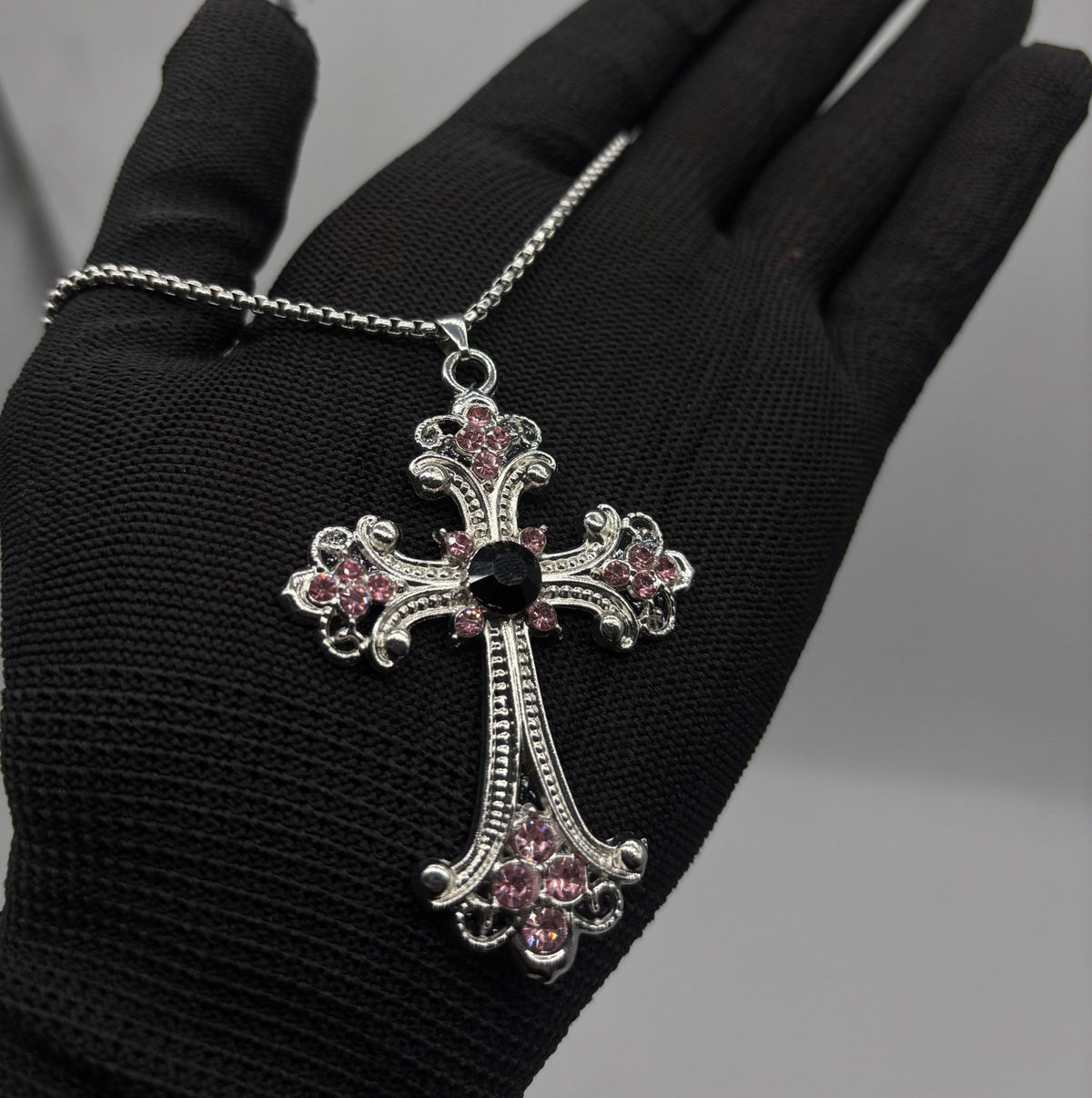 KING CROSS PENDANT PINK | Gothic Accessories by DRIPNOIR
