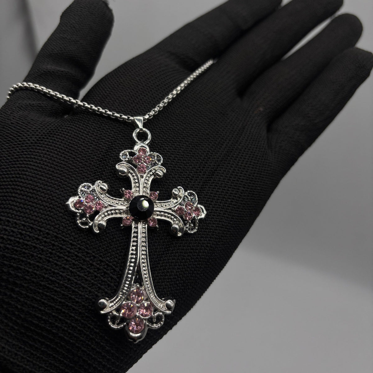 KING CROSS PENDANT PINK | Gothic Accessories by DRIPNOIR