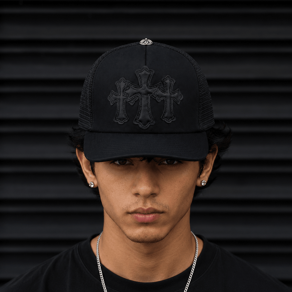Noir Trinity Gothic Trucker Cap | Gothic Accessories by DRIPNOIR