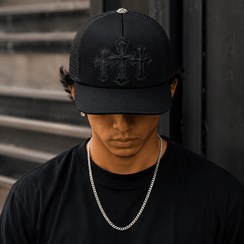 Noir Trinity Gothic Trucker Cap | Gothic Accessories by DRIPNOIR