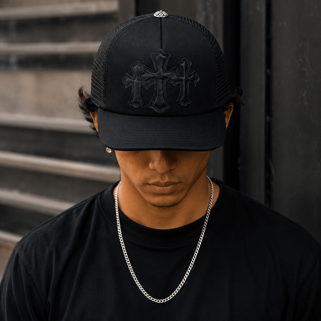 Noir Trinity Gothic Trucker Cap | Gothic Accessories by DRIPNOIR