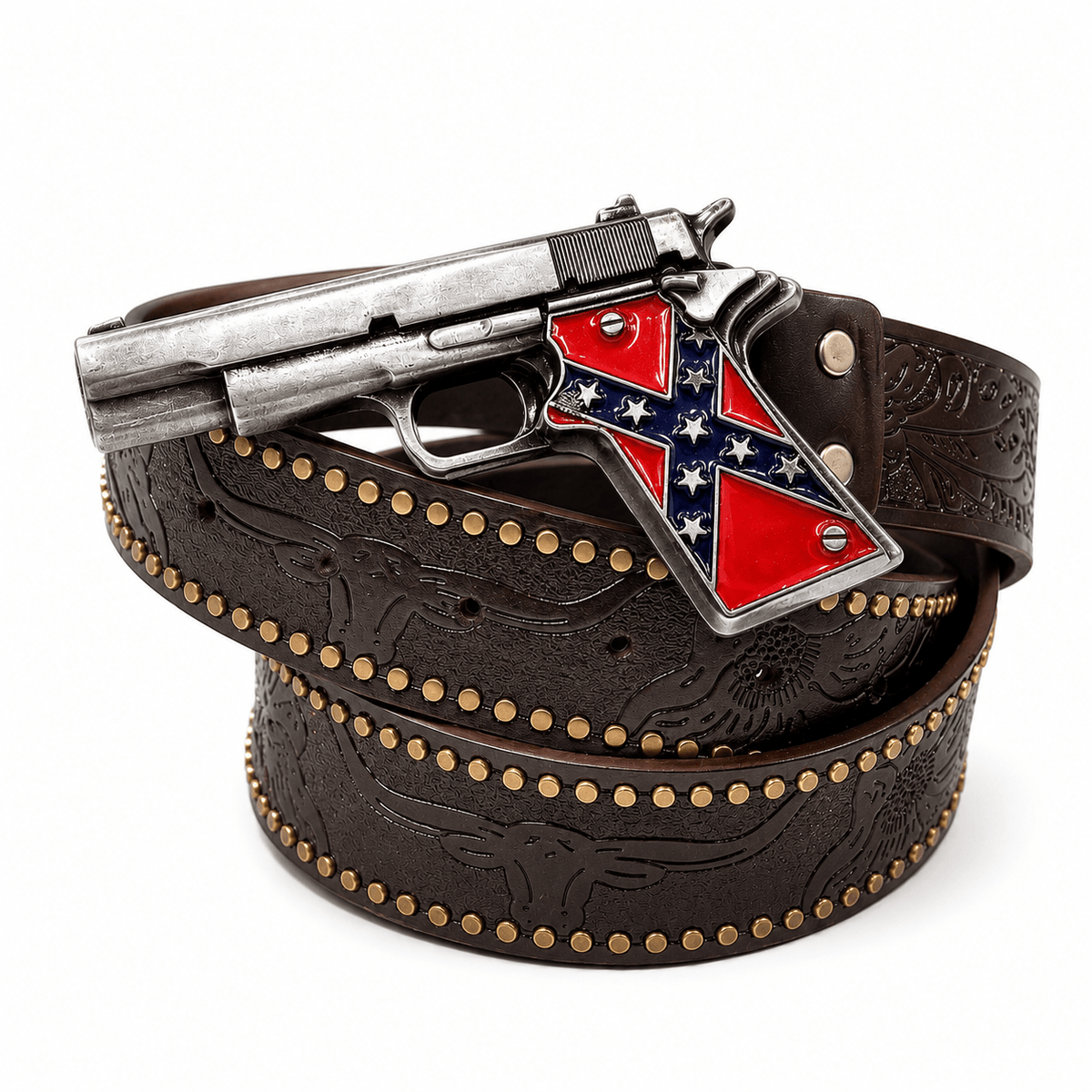 Outlaw Revolver Western Leather Belt | Gothic Accessories by DRIPNOIR