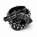 Outlaw Skull Revolver Bullet Leather Belt – Gothic Statement Belt | Gothic Accessories by DRIPNOIR