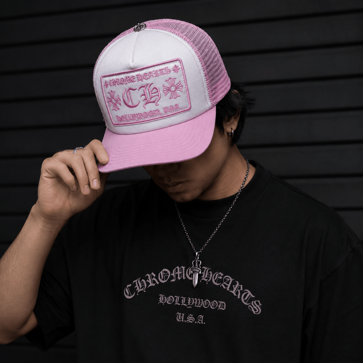 Pink tucker cap | Gothic Accessories by DRIPNOIR