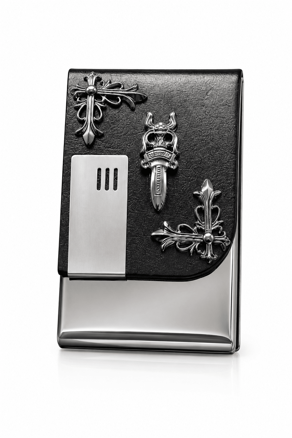 Premium Black Cig Case | Gothic Chrome Cross Metal Holder | Gothic Accessories by DRIPNOIR