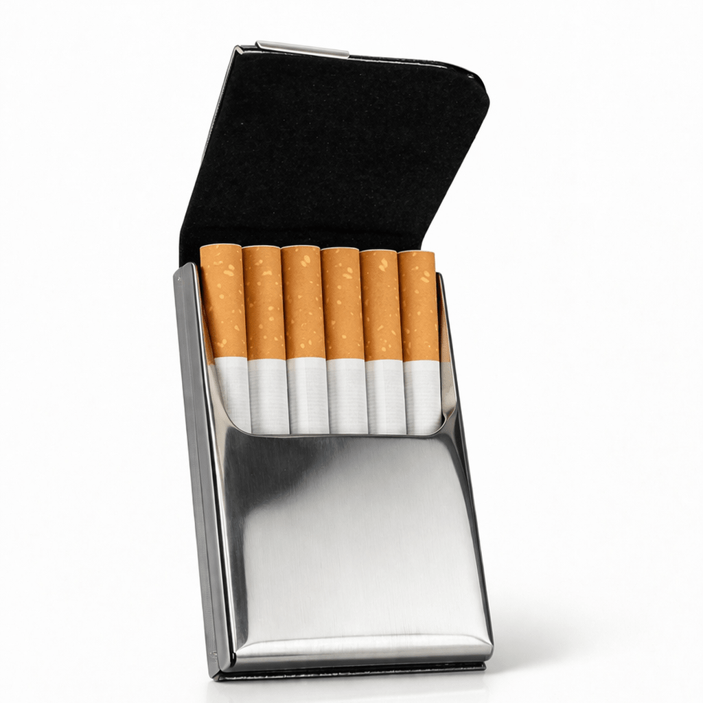 Premium Black Cig Case | Gothic Chrome Cross Metal Holder | Gothic Accessories by DRIPNOIR