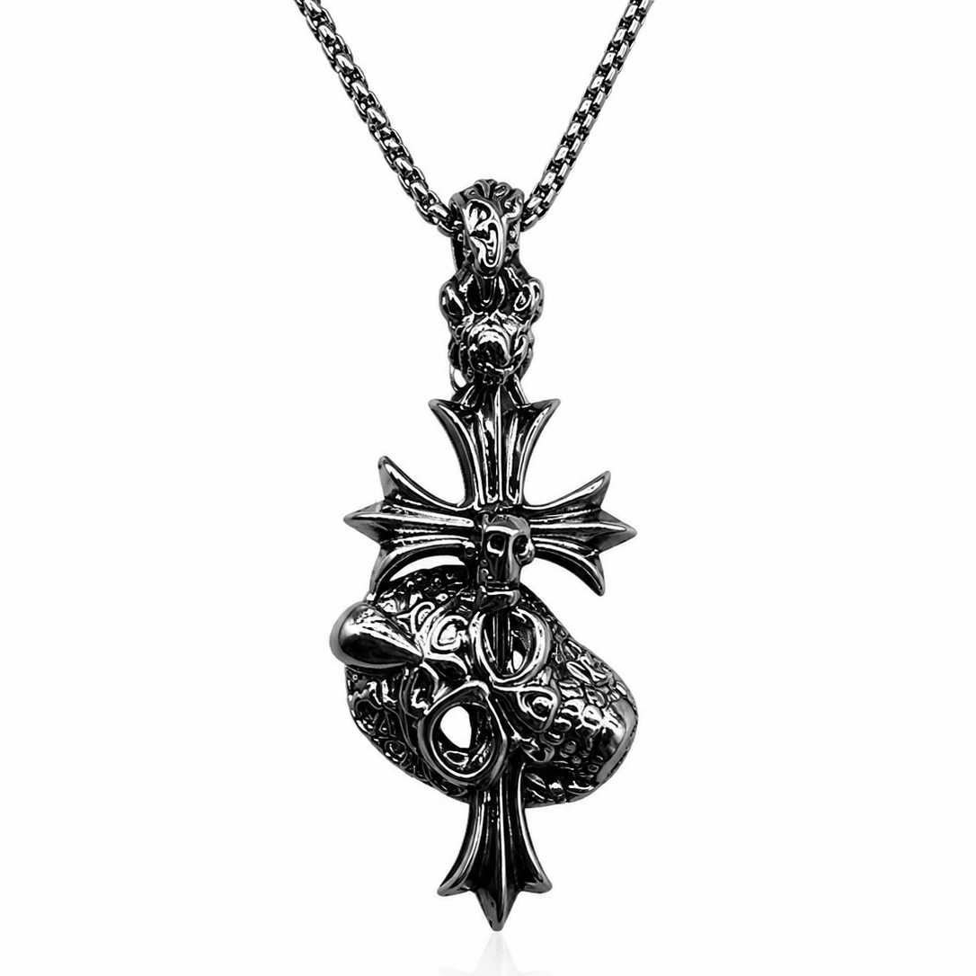 Shadow Cross Skull Pendant – Stainless Steel Chain | Gothic Accessories by DRIPNOIR