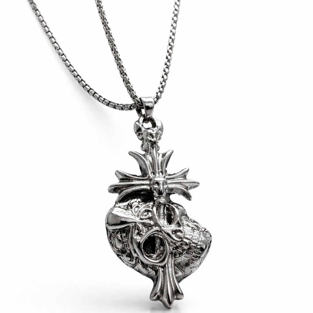 Shadow Skull Cross Silver | Gothic Accessories by DRIPNOIR