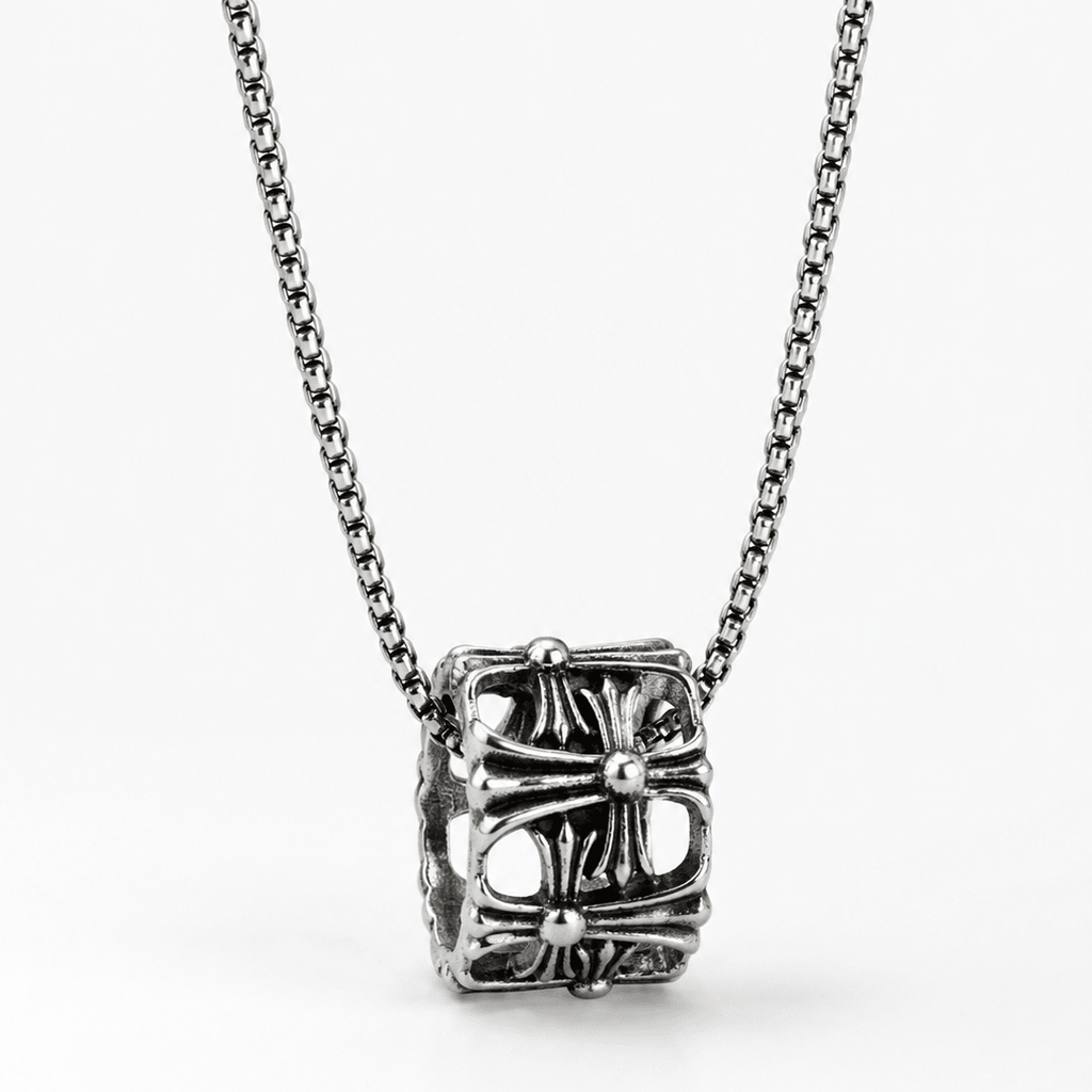 Silver Gothic Barrel Pendant Necklace | Gothic Accessories by DRIPNOIR